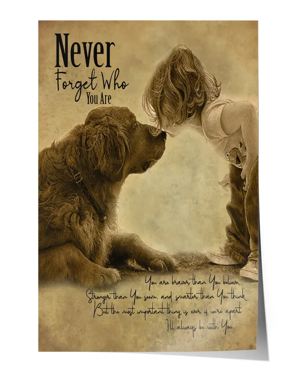 Never Forget Who you are Wall Decor Artwork Print Poster Wall Art Print Home Decor Vintage - Satin Portrait Poster