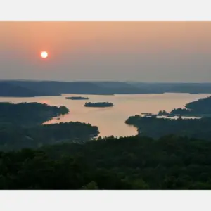 Table Rock Lake Sunset Missouri Wall Art Canvas Wrap Scenic Vista Photograph