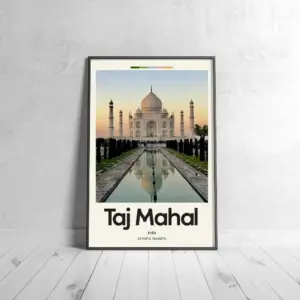 Taj Mahal Poster – Oil Painting Technique | Wonder Of The World Wall Art | & Printed Travel Prints | Animalistic Home Decor