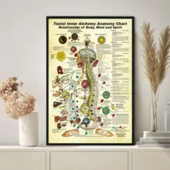 Taoist Inner Alchemy Anatomy Chart Poster Knowledge Poster Meditation Guide Poster Manta Chia Vintage Poster Home Decor