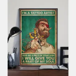 Tattoo Artist Poster Give Me A Piece Of Your Skin Vintage Room Home Decor Wall Art Gifts Idea