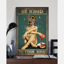 Tattoo Book Girl Poster Be Kind To Your Mind Vintage Room Home Decor Wall Art Gifts Idea