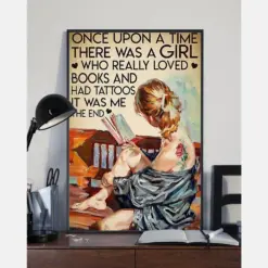 Tattooed Girl Loves Book Canvas Prints A Girl Who Loved Books And Had Tattoos Vintage Wall Art Gifts Vintage Home Wall Decor Canvas