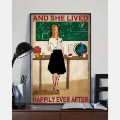 Teacher Canvas Prints And She Lived Happily Ever After Vintage Wall Art Gifts Vintage Home Wall Decor Canvas