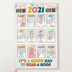 Teacher Classroom Canvas 2021 Calendar | Student Wall Art Back To School Gift For Teacher