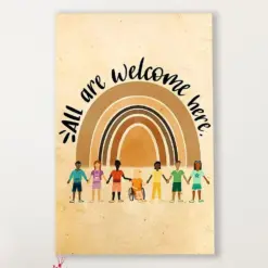 Teacher Classroom Canvas All Are Welcome Here | Student Wall Art Back To School Gift For Teacher