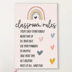 Teacher Classroom Canvas Classroom Rules | Student Wall Art Back To School Gift For Teacher