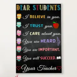 Teacher Classroom Canvas Dear Students | Student Wall Art Back To School Gift For Teacher