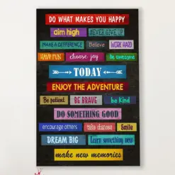 Teacher Classroom Canvas Do What Makes You Happy | Student Wall Art Back To School Gift For Teacher