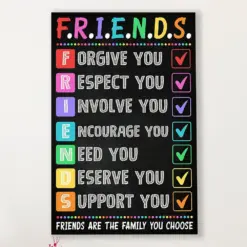 Teacher Classroom Canvas Friends Are The Family You Choose | Student Wall Art Back To School Gift For Teacher