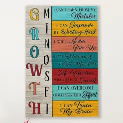 Teacher Classroom Canvas Growth Mindset | Student Wall Art Back To School Gift For Teacher