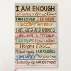 Teacher Classroom Canvas I Am Enough | Student Wall Art Back To School Gift For Teacher