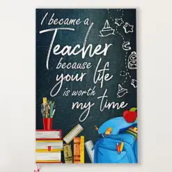 Teacher Classroom Canvas I Became A Teacher Because | Student Wall Art Back To School Gift For Teacher