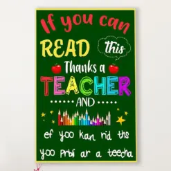 Teacher Classroom Canvas If You Can Read This | Student Wall Art Back To School Gift For Teacher