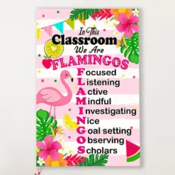 Teacher Classroom Canvas In This Classroom We Are Flamingos | Student Wall Art Back To School Gift For Teacher