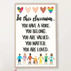 Teacher Classroom Canvas In This Classroom, You Have A Voice | Student Wall Art Back To School Gift For Teacher