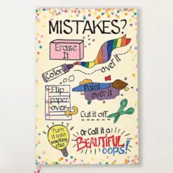 Teacher Classroom Canvas Mistakes - Erase It | Student Wall Art Back To School Gift For Teacher