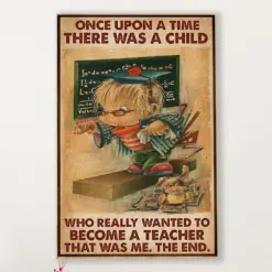 Teacher Classroom Canvas Once Upon A Time There Was A Girl | Student Wall Art Back To School Gift For Teacher