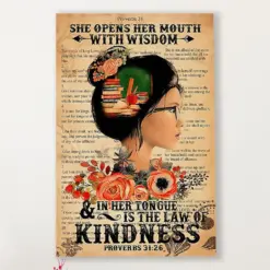 Teacher Classroom Canvas She Open Her Mouth With Wisdom | Student Wall Art Back To School Gift For Teacher