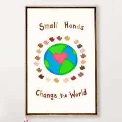 Teacher Classroom Canvas Small Hands Change The World | Student Wall Art Back To School Gift For Teacher