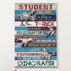 Teacher Classroom Canvas Student You Are As Strong As T-Rex | Student Wall Art Back To School Gift For Teacher