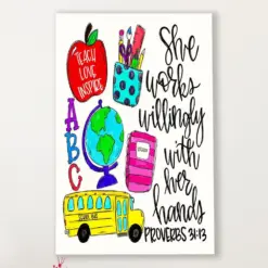 Teacher Classroom Canvas Teach, Love, Inspire | Student Wall Art Back To School Gift For Teacher