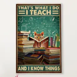 Teacher Classroom Canvas That'S What I Do I Teach & I Know Things | Student Wall Art Back To School Gift For Teacher