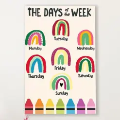 Teacher Classroom Canvas The Days Of The Week | Student Wall Art Back To School Gift For Teacher