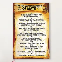 Teacher Classroom Canvas The Ten Commandments Of Math | Student Wall Art Back To School Gift For Teacher