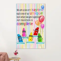 Teacher Classroom Canvas Wall Art | Box Of Crayons | Back To School Gift For Teacher