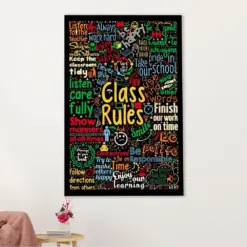 Teacher Classroom Canvas Wall Art | Class Rules | Back To School Gift For Teacher