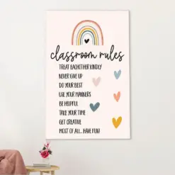 Teacher Classroom Canvas Wall Art | Classroom Rules | Back To School Gift For Teacher