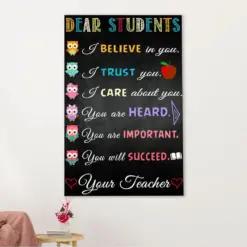 Teacher Classroom Canvas Wall Art | From Teacher To Students | Back To School Gift For Teacher