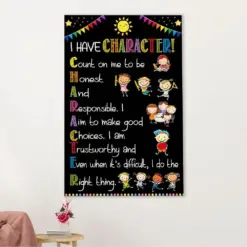 Teacher Classroom Canvas Wall Art | I Have Character | Back To School Gift For Teacher
