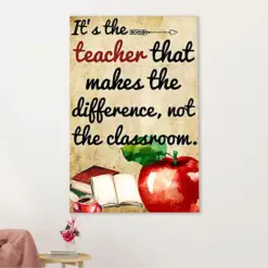 Teacher Classroom Canvas Wall Art | Teacher That Makes The Difference | Back To School Gift For Teacher