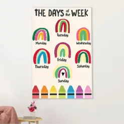 Teacher Classroom Canvas Wall Art | The Days Of The Week | Back To School Gift For Teacher