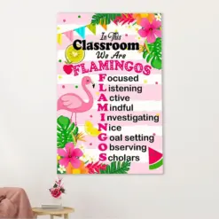 Teacher Classroom Canvas Wall Art | We Are Flamingos | Back To School Gift For Teacher