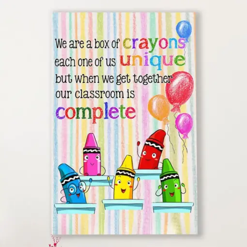 Teacher Classroom Canvas We Are A Box Of Crayons | Student Wall Art Back To School Gift For Teacher