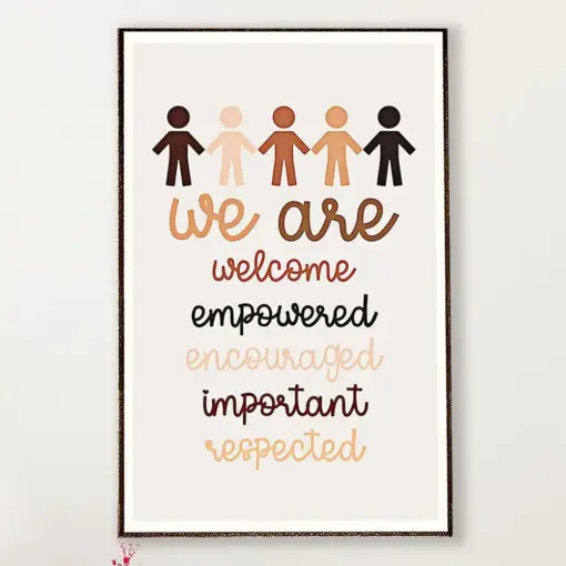 Teacher Classroom Canvas We Are Welcome, Empowered, Encouraged, Important, Respected | Student Wall Art Back To School Gift For Teacher