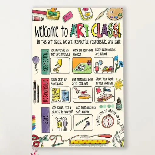 Teacher Classroom Canvas Welcome To Art Class | Student Wall Art Back To School Gift For Teacher