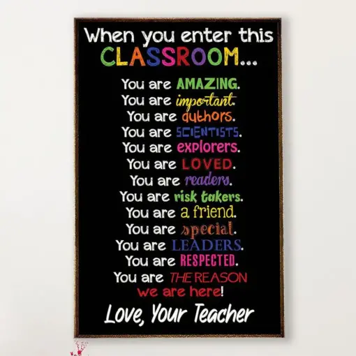 Teacher Classroom Canvas When You Enter This Classroom | Student Wall Art Back To School Gift For Teacher