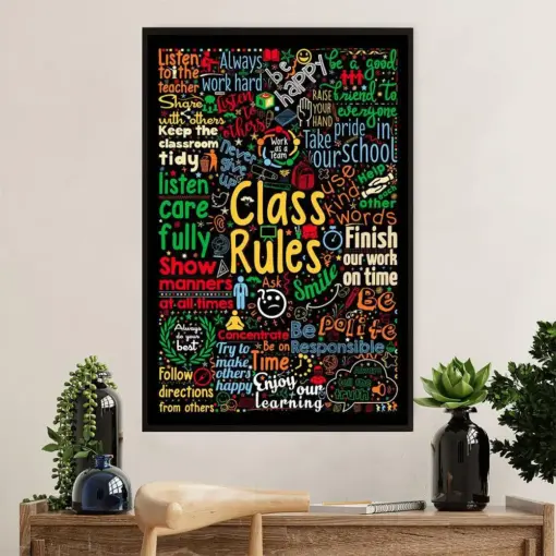 Teacher Classroom Poster | Class Rules | Wall Art Back To School Gift For Teacher