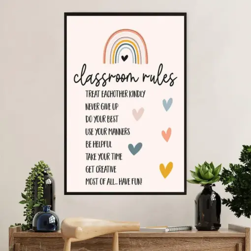 Teacher Classroom Poster | Classroom Rules | Wall Art Back To School Gift For Teacher