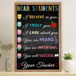 Teacher Classroom Poster Dear Students | Student Wall Art Back To School Gift For Teacher