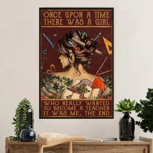 Teacher Classroom Poster | Girl Become A Teacher | Wall Art Back To School Gift For Teacher