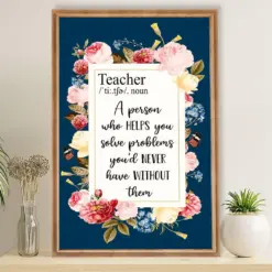 Teacher Classroom Poster Teacher Definition | Student Wall Art Back To School Gift For Teacher