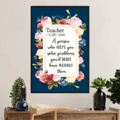 Teacher Classroom Poster | Teacher Definition | Wall Art Back To School Gift For Teacher