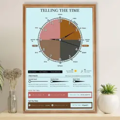 Teacher Classroom Poster Telling The Time | Student Wall Art Back To School Gift For Teacher