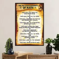 Teacher Classroom Poster | Ten Commandments Of Math | Wall Art Back To School Gift For Teacher