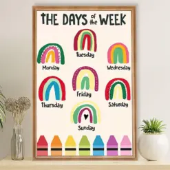 Teacher Classroom Poster The Days Of The Week | Student Wall Art Back To School Gift For Teacher